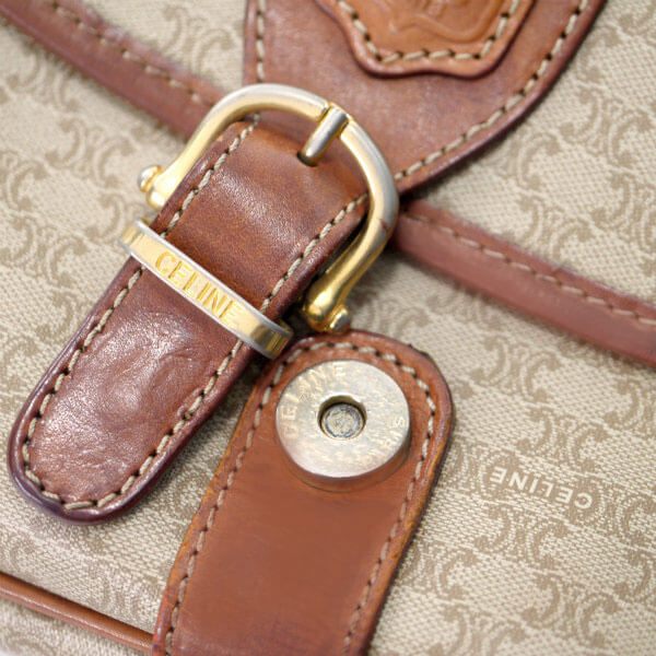 OLD CELINE マカダム柄ベルト留め具ミニショルダー（ベージュ）