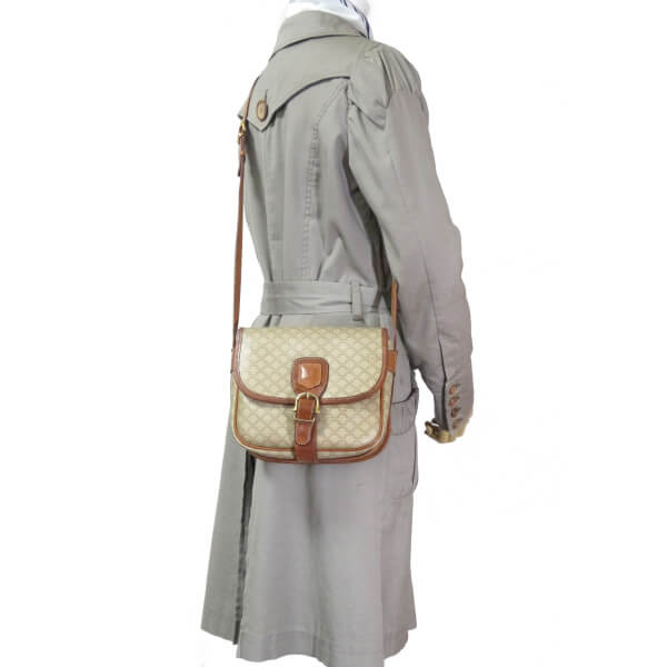 OLD CELINE マカダム柄ベルト留め具ミニショルダー（ベージュ）