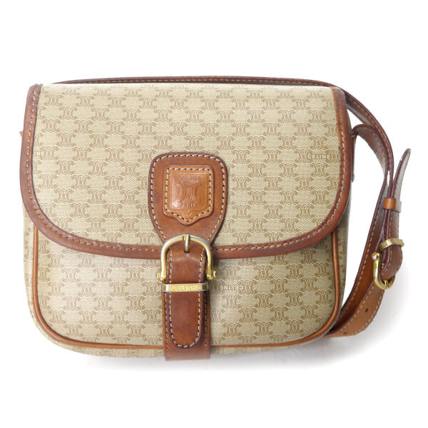 OLD CELINE マカダム柄ベルト留め具ミニショルダー（ベージュ）