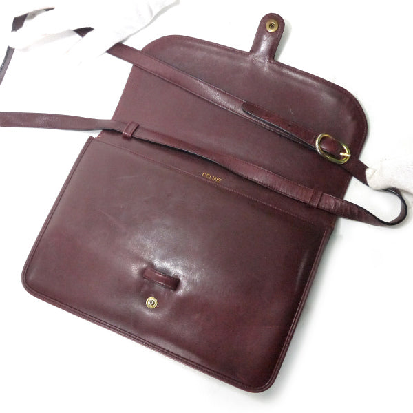 OLD CELINE　マカダムロゴ金具スクエアレザーショルダー（ボルドー）