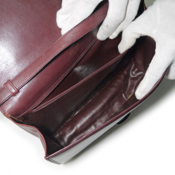 OLD CELINE　マカダムロゴ金具スクエアレザーショルダー（ボルドー）
