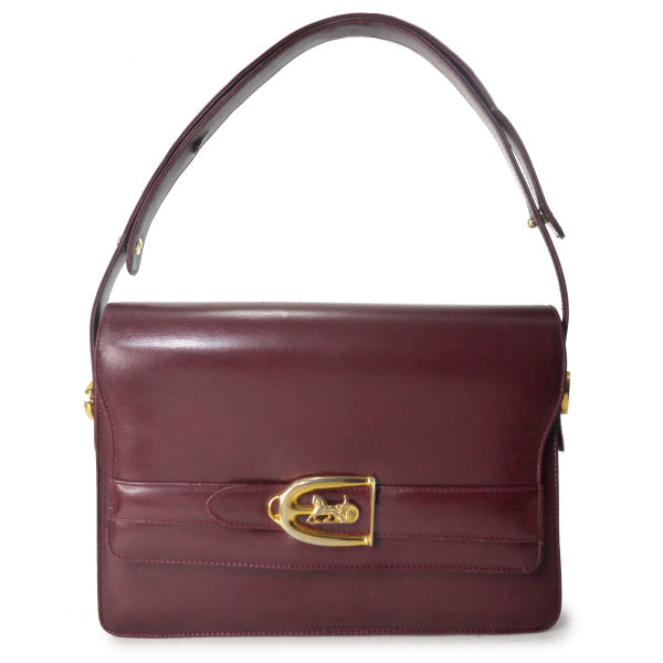 OLD CELINE　マカダムロゴ金具スクエアレザーショルダー（ボルドー）