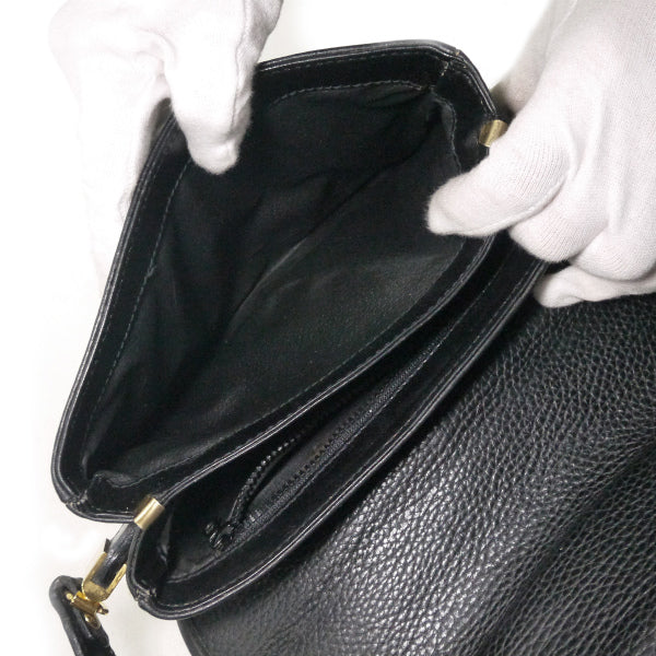 OLD CELINE　型押しレザーマカダムロゴエンボスショルダー（黒）