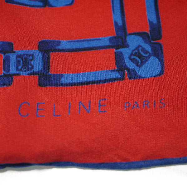 OLD CELINE　チェーン柄 中判シルクスカーフ（赤系）