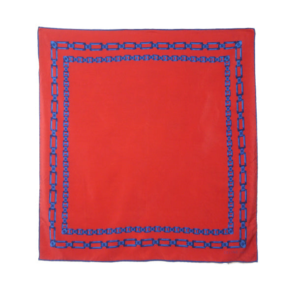 OLD CELINE　チェーン柄 中判シルクスカーフ（赤系）