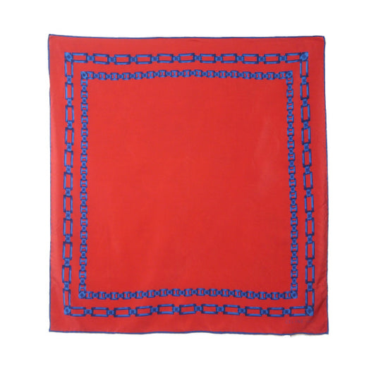 OLD CELINE　チェーン柄 中判シルクスカーフ（赤系）