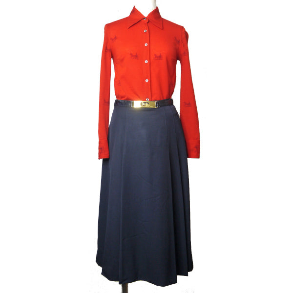 OLD CELINE　馬車柄ウールブラウス（赤）