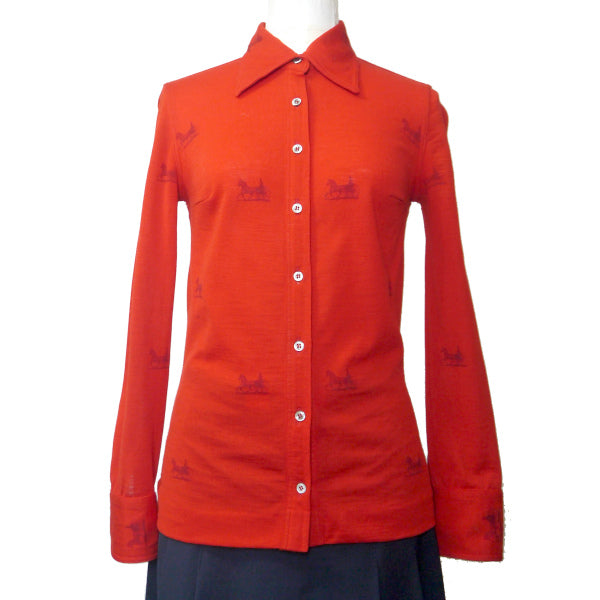 OLD CELINE　馬車柄ウールブラウス（赤）