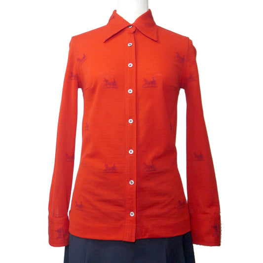 OLD CELINE　馬車柄ウールブラウス（赤）