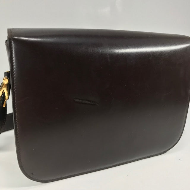 Old Celine 馬車金具ショルダーバッグ（濃茶・総革）