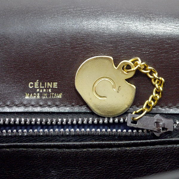 Old Celine 馬車金具ショルダーバッグ（濃茶・総革）