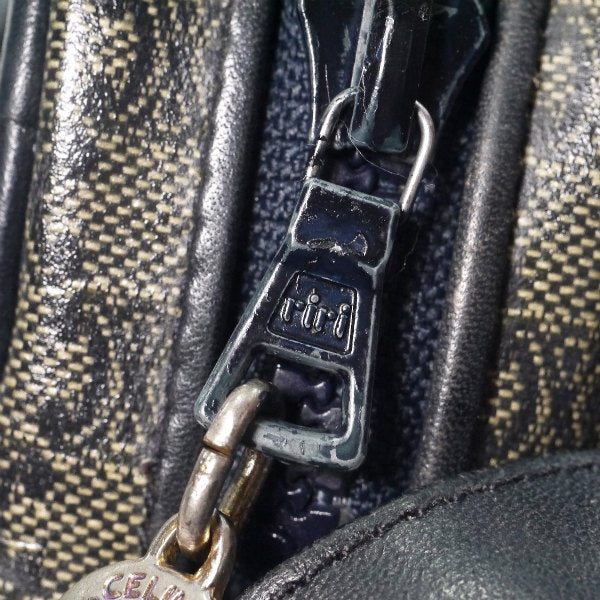 OLD CELINE マカダム柄半円ポシェット（黒）