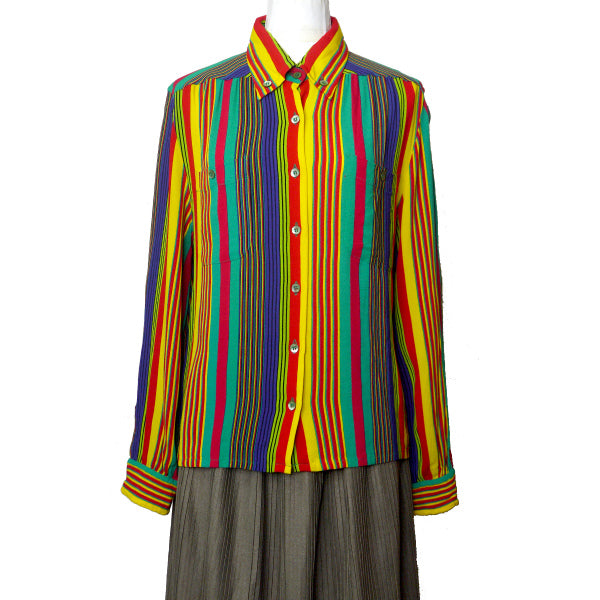 OLD CELINE　マルチカラーストライプシャツブラウス