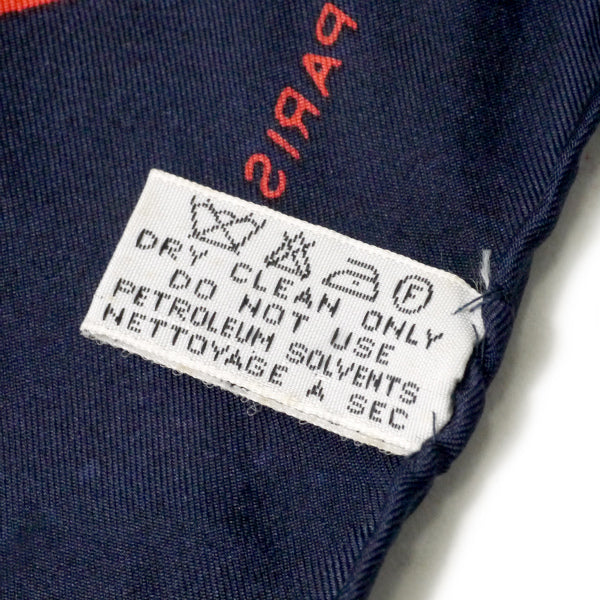 OLD CELINE　マカダム×チェーン柄シルク中判スカーフ（赤×紺）