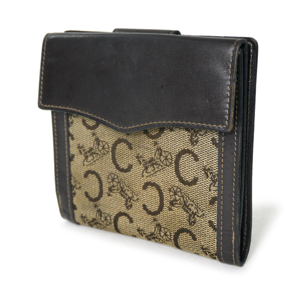 OLD CELINE 馬車柄ジャガードWホック折財布（茶）