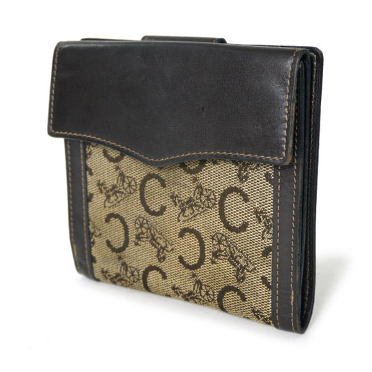 OLD CELINE 馬車柄ジャガードWホック折財布（茶）