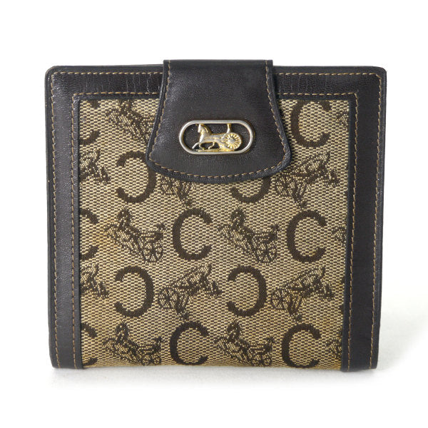 OLD CELINE 馬車柄ジャガードWホック折財布（茶）