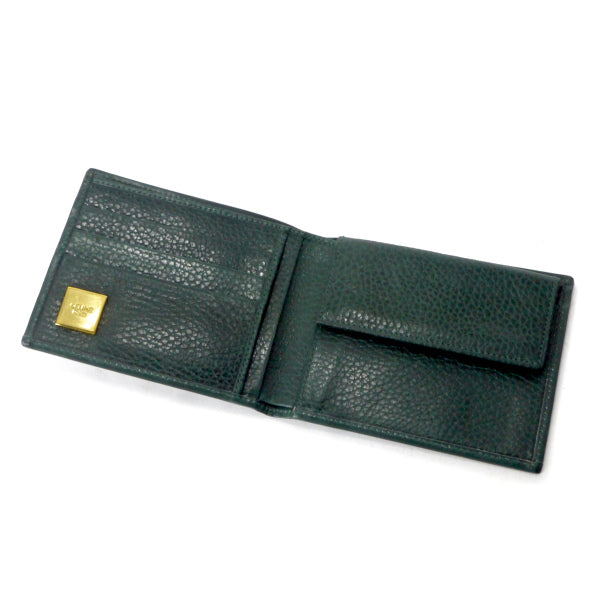 OLD CELINE シボレザーコンパクト折財布（濃緑）