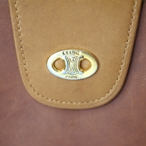 OLD CELINE 総革マカダムロゴがま口折財布（茶）