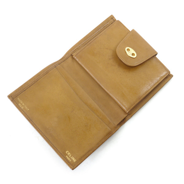 OLD CELINE 総革マカダムロゴがま口折財布（茶）