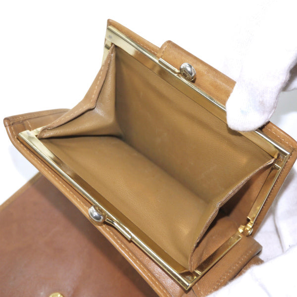 OLD CELINE 総革マカダムロゴがま口折財布（茶）