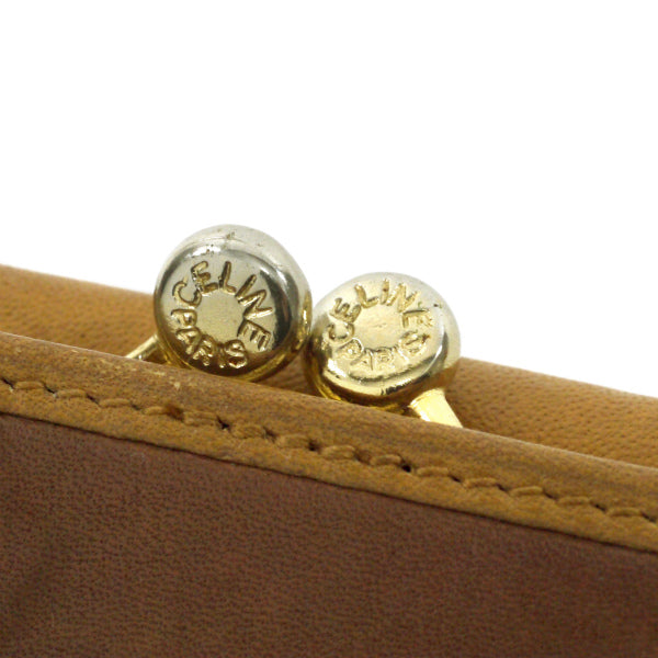 OLD CELINE 総革マカダムロゴがま口折財布（茶）