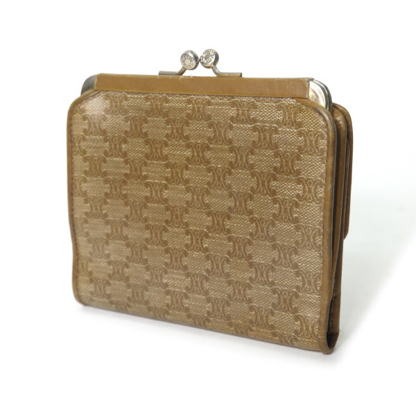 OLD CELINE マカダム柄がま口折財布（ベージュ）