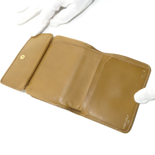 OLD CELINE マカダム柄がま口折財布（ベージュ）