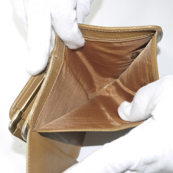 OLD CELINE マカダム柄がま口折財布（ベージュ）