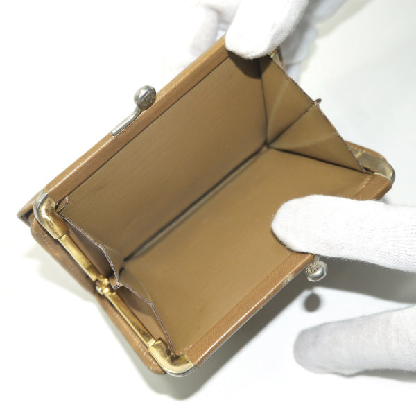 OLD CELINE マカダム柄がま口折財布（ベージュ）