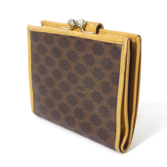 OLD CELINE マカダム柄がま口折財布（茶）