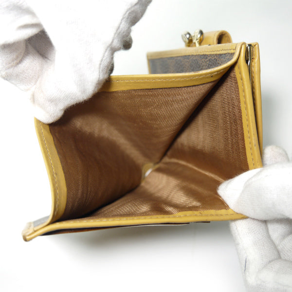 OLD CELINE マカダム柄がま口折財布（茶）