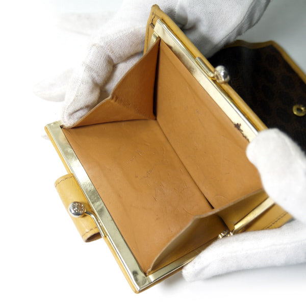 OLD CELINE マカダム柄がま口折財布（茶）