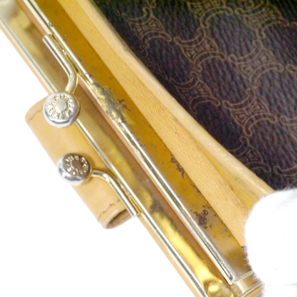 OLD CELINE マカダム柄がま口折財布（茶）