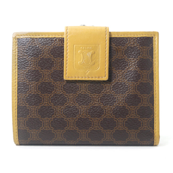 OLD CELINE マカダム柄がま口折財布（茶）