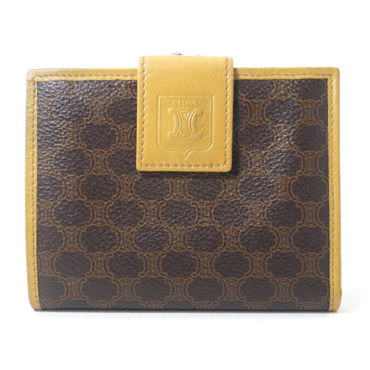 OLD CELINE マカダム柄がま口折財布（茶）