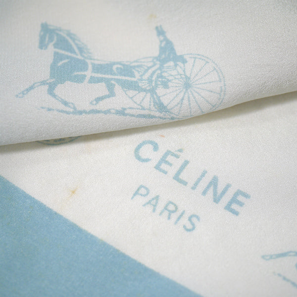 OLD CELINE　馬車柄 中判シルクスカーフ（水色）