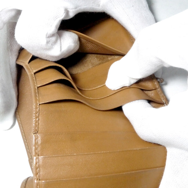 OLD CELINE マカダム柄Lジップ折財布（茶）
