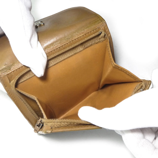 OLD CELINE マカダム柄Lジップ折財布（茶）