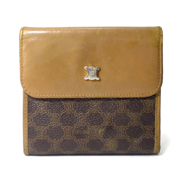 OLD CELINE マカダム柄Lジップ折財布（茶）
