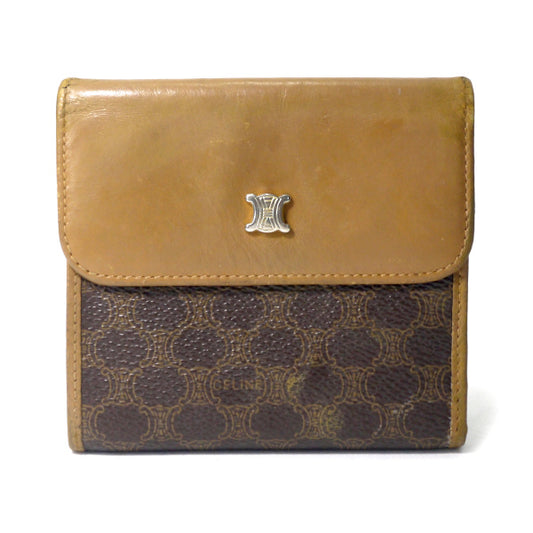 OLD CELINE マカダム柄Lジップ折財布（茶）