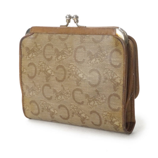 OLD CELINE　馬車柄がま口折財布（ベージュ）