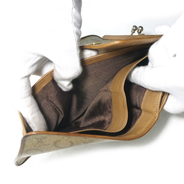 OLD CELINE　馬車柄がま口折財布（ベージュ）