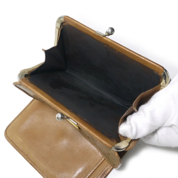 OLD CELINE　馬車柄がま口折財布（ベージュ）