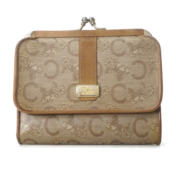 OLD CELINE　馬車柄がま口折財布（ベージュ）