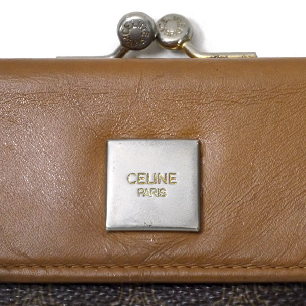 OLD CELINE マカダム柄がま口ミニ折財布（茶）