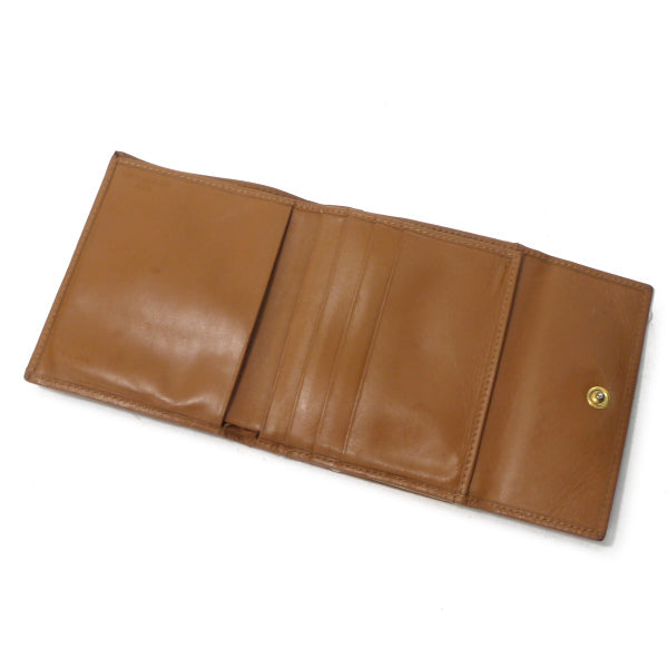 OLD CELINE マカダム柄がま口ミニ折財布（茶）