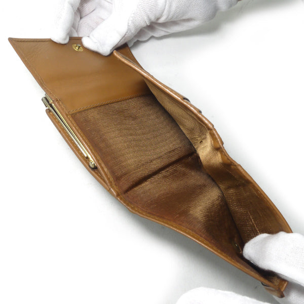 OLD CELINE マカダム柄がま口ミニ折財布（茶）