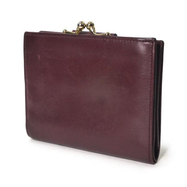 OLD CELINE　馬車金具がま口レザー折財布（ボルドー）