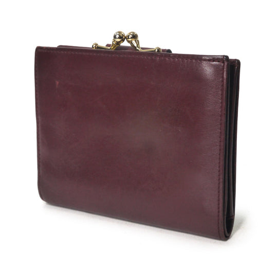 OLD CELINE　馬車金具がま口レザー折財布（ボルドー）